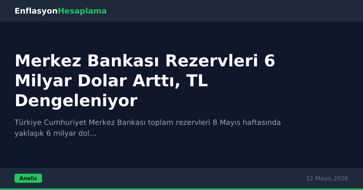 Merkez Bankası Rezervleri 6 Milyar Dolar Arttı, TL Dengeleniyor