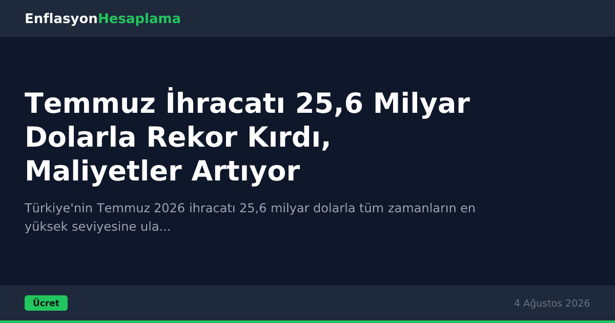 Temmuz İhracatı 25,6 Milyar Dolarla Rekor Kırdı, Maliyetler Artıyor