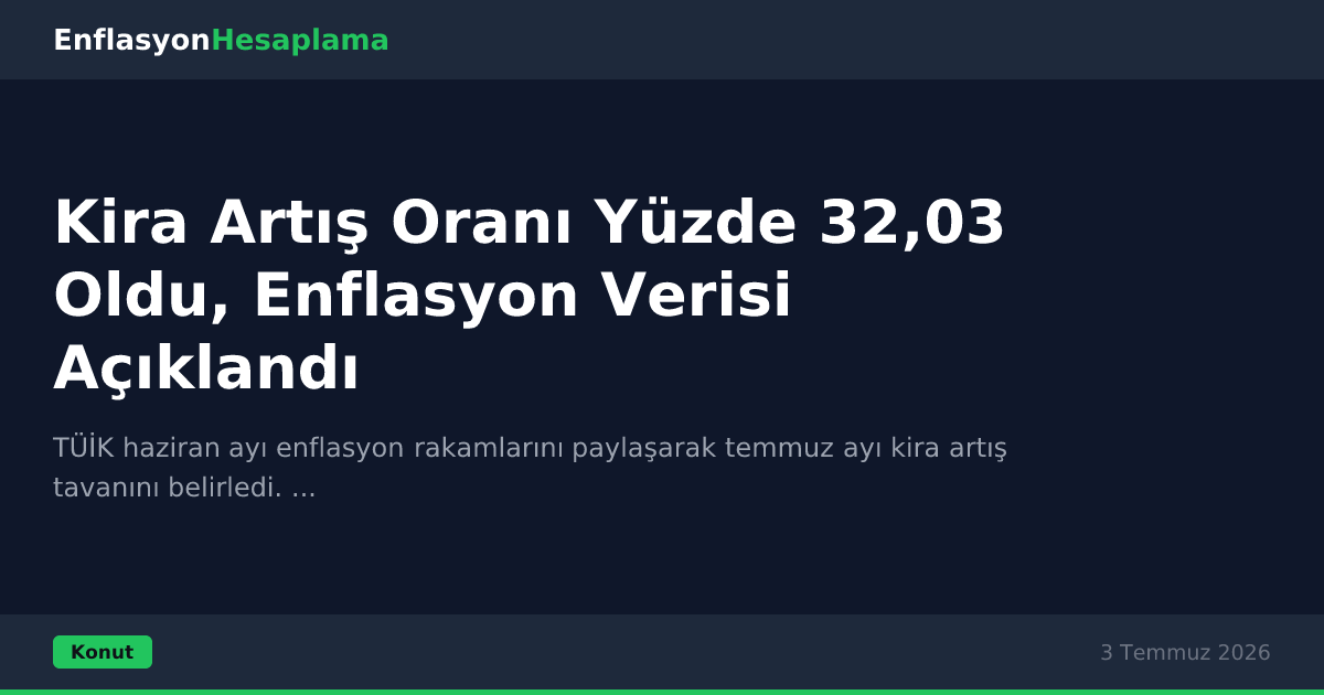 Kira Artış Oranı Yüzde 32,03 Oldu, Enflasyon Verisi Açıklandı