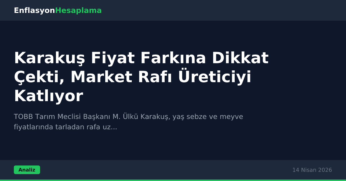 Karakuş Fiyat Farkına Dikkat Çekti, Market Rafı Üreticiyi Katlıyor