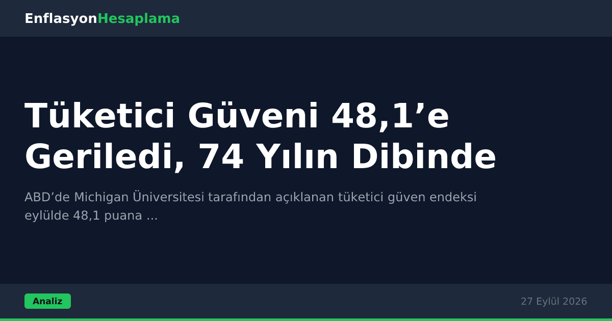 Tüketici Güveni 48,1’e Geriledi, 74 Yılın Dibinde