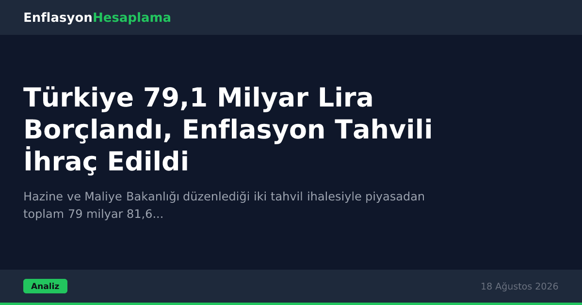 Türkiye 79,1 Milyar Lira Borçlandı, Enflasyon Tahvili İhraç Edildi
