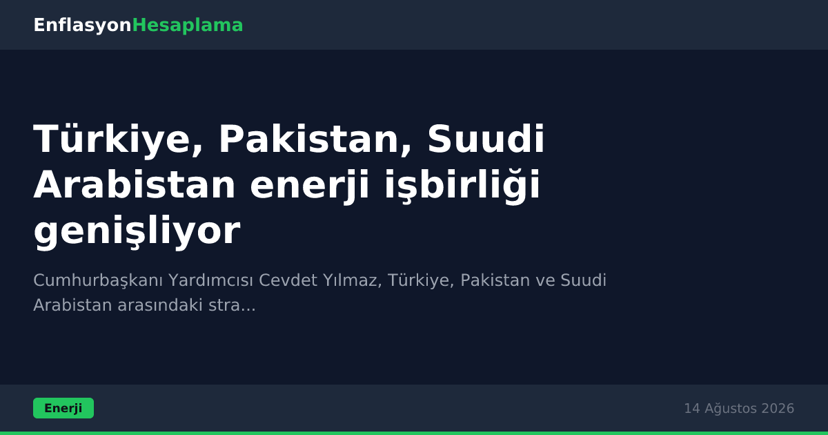 Türkiye, Pakistan, Suudi Arabistan enerji işbirliği genişliyor