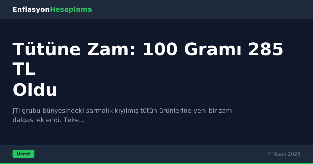 Tütüne Zam: 100 Gramı 285 TL Oldu
