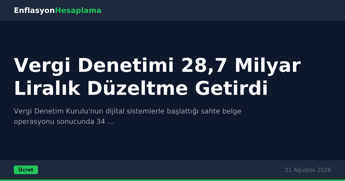 Vergi Denetimi 28,7 Milyar Liralık Düzeltme Getirdi