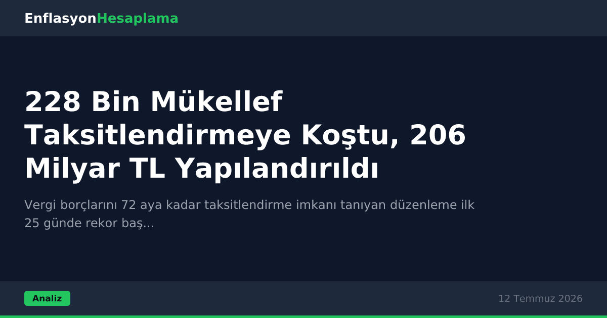 228 Bin Mükellef Taksitlendirmeye Koştu, 206 Milyar TL Yapılandırıldı