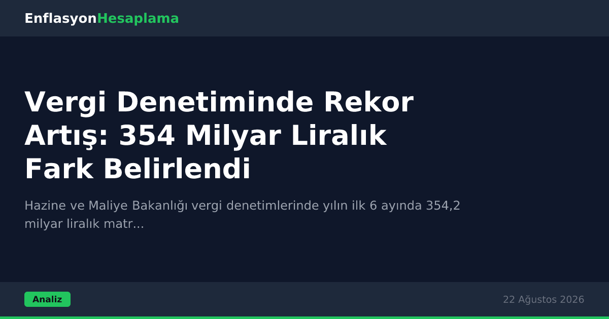 Vergi Denetiminde Rekor Artış: 354 Milyar Liralık Fark Belirlendi