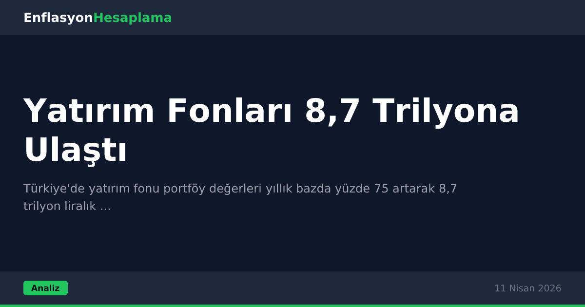 Yatırım Fonları 8,7 Trilyona Ulaştı