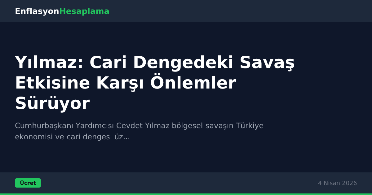 Yılmaz: Cari Dengedeki Savaş Etkisine Karşı Önlemler Sürüyor